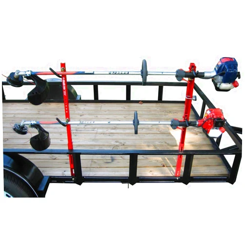 Jungle Jim's Double Trimmer Rack Trailer Rack For Mounting to Open Lawn & Landscape Trailers or Enclosed Trailer with Optional Wall Kit (2TR) Locking Trailer Organizer
