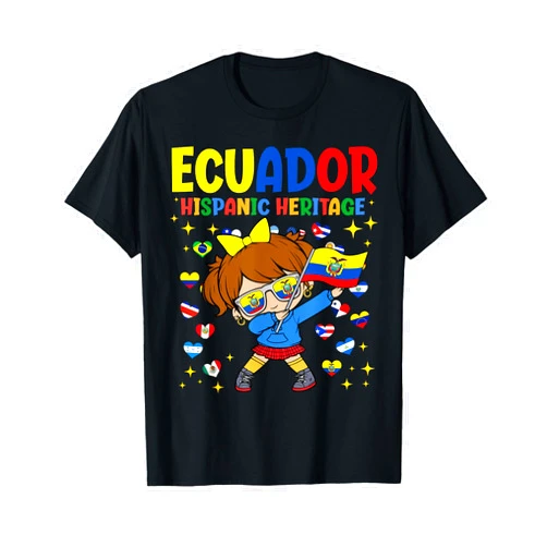Ecuadorian Hispanic Heritage Root Latino Flag Hispanic Heritage Month Ecuador Flag Ecuadorian Girl Kids T-Shirt