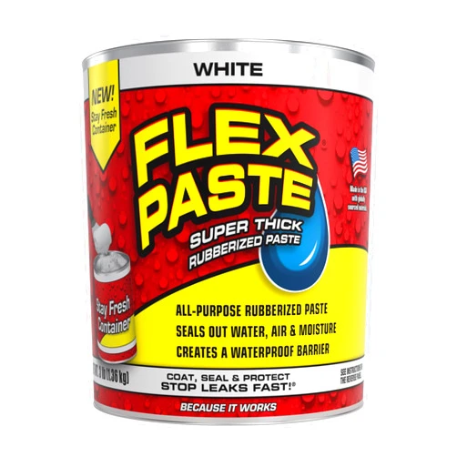 Flex Paste, 3 lb Can, White, Waterproof Paintable Putty, Spackle Sealant, Fill Gaps Cracks Holes - Block Out Water and Air - UV Resistant - Walls, Drywall, EPDM, Concrete, Roof, RV Repairs