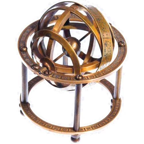Humaira Nautical Vareesa Nautical Brass Armillary Sphere with Stand, 9 cm High - Steampunk, Pirate or Vintage Decoration