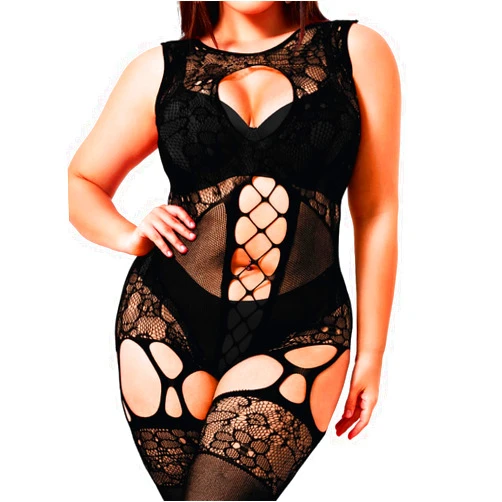 EHSUYAB Plus Size Body Stockings For Women Curvy BBW, Exotic Dancer Lingerie Outfits, Full Sexy Fishnet Bodysuit Rave Party