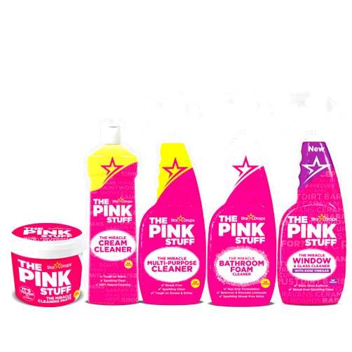 Stardrops - The Pink Stuff - The Miracle Cleaning Paste, Multi-Purpose Spray, Bathroom Foam Spray, Window & Glass Cleaner, and Cream Cleaner Bundle