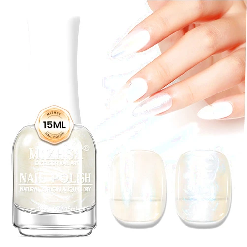 MIZHSE Nail Polish: 15Ml Mermaid Pearl Nail Polish Blue Aurora Effect Nail Polish, Fingernail and Toenail Polish Glossy Long Lasting Nail Polish Trendy DIY at Home Nail Gift Spree