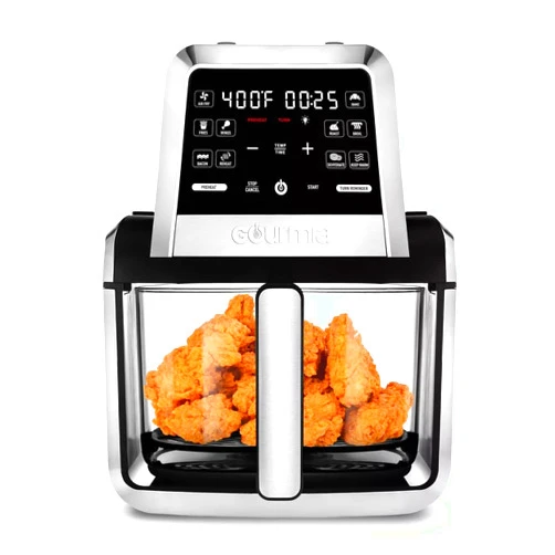 Generic Gourmiia 7-QT Fry ‘N Fold Digital Air Fryer - Compact, Foldable Design for Easy Storage, FryForce 360° Technology, 10 One-Touch Presets, EZ-View Glass Basket, Preheat & Turn Food Reminder