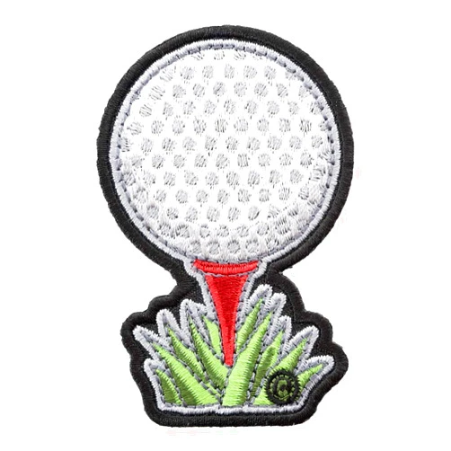 PatchStop Golf Ball Tee Red White Iron On Patches for Clothing Jeans - 1.75x2.75in X-Small DIY Sew On Patch for Jackets Bags - Embroidered Decorative Fitness Patches