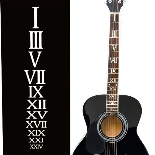 PLIGREAT 2 Pcs Guitar Fretboard Stickers Guitar Inlay Stickers Removable Roman Numerals Decals for Electric Bass Player Acoustic Guitar Decorations Musical, Ukulele, Music Guitar, Bass