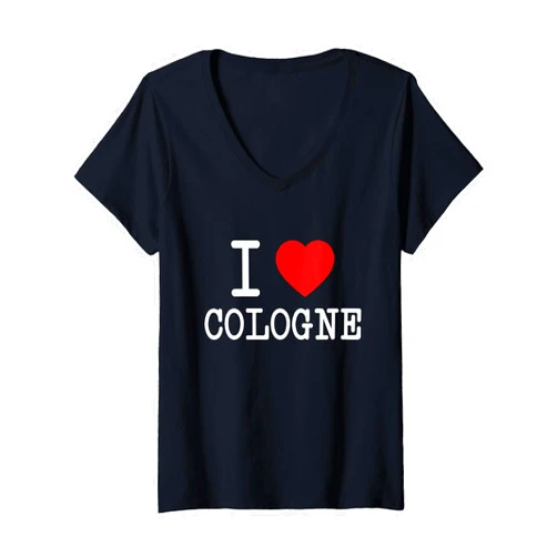 Beautiful Cologne Outfits For Real Köln Lover Womens I Love Cologne Colonia Germany Carnival Heart Köln Cathedral V-Neck T-Shirt