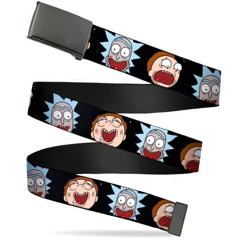 Buckle-Down Rick and Morty Belt, Flip Web Belt Rick and Morty Expressions In Space, Adjustable