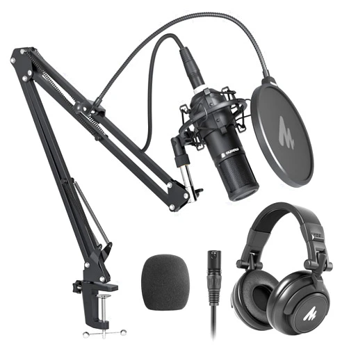 MAONO XLR Condenser Microphone, Professional Cardioid Studio Recording Mic with 50MM Drivers Studio Headphones AU-MH601for Streaming, Podcasting, Singing, Voice-Over, Vocal, Home-Studio, YouTube, Skyp