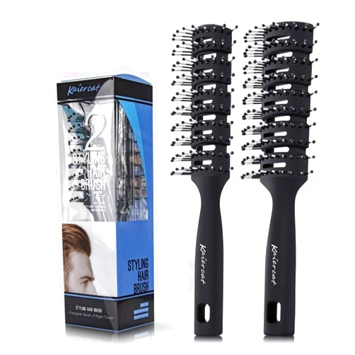 Bubbacare Professional Men's Hair Brushes - Vented Hair Brush Set Great Styling & Blow Drying for Slicked-back for Men & Women (2pcs)