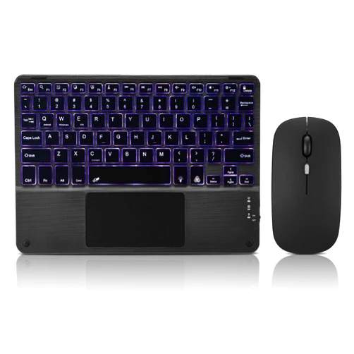 Guiheng Ultra-Slim Bluetooth Keyboard with Built-in Touchpad and Mouse Portable Mini Wireless Keyboard Rechargeable 7-Color Backlit for Apple iPad iPhone Samsung Tablet iPhone Smartphone iOS Android Windows