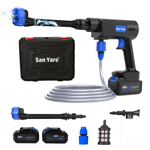San Yare Cordless Pressure Washer - 1200PSI Portable Pressure Washer with Battery Powered Pressure Washer, 6-in-1 Nozzle for Car/Fence/Garden/Floor/Yards.
