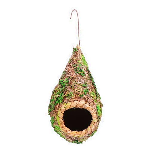 Balacoo Finch Bird House - Straw Material, Green, Traditional Style, Hanging, Outdoor/Indoor Decor