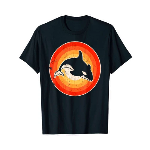 Whaley Awesome Whale Design Orca Killer Whale Retro Vintage 60s 70s Sunset Sea Animal T-Shirt
