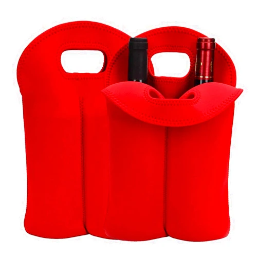 Laishalaiku Hipiwe Wine Carrier Tote Bag 2 Bottle Insulated Neoprene Wine/Water Bottle Holder for Travel with Secure Carry Handle,Waterproof Insulated Wine Bag(2PCS)