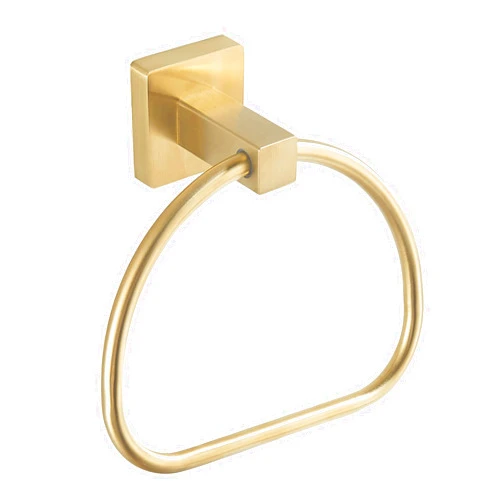 Leyden Brushed Gold Hand Towel Holder, Bathroom Towel Ring, Bath Hand Towel Hangers Wall Mounted Half Round Modern