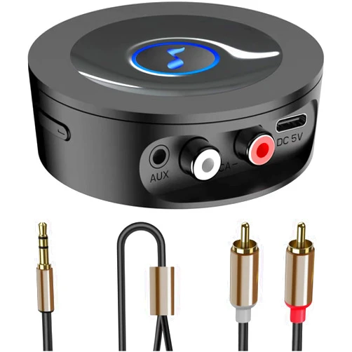BLACKHORSE Bluetooth 5.2 Receiver for Home Stereo - AUX Adapter for HiFi, Wired Speakers,with Jack 3.5mm/RCA, Long Range, Low Latency and HD Audio