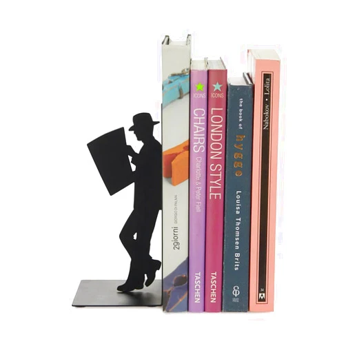 Balvi 'The Reader' Bookend – Decorative Metal Book Holder for Shelves – Modern Black Design – Ideal for Home and Office Décor for Book Lovers – Sujetalibros