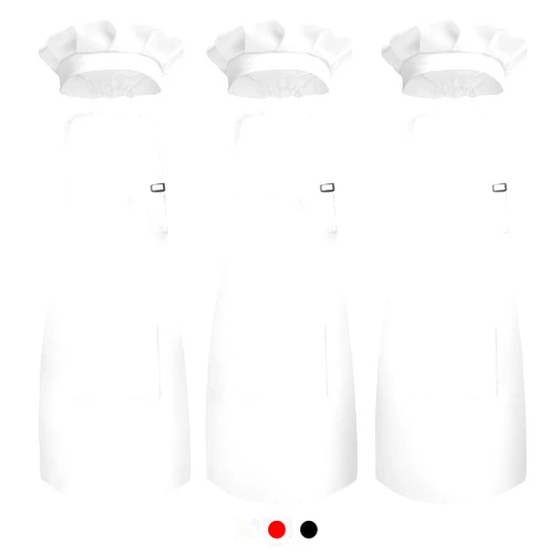 Novelty Place Kids Aprons with Chef Hat Set (3 Set) - Skin-friendly Children’s Bib with Pocket - Cooking, Baking, Painting, Training Wear - Kid's Size (6-12 Year, White)