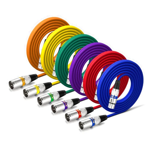 EBXYA XLR Cables 10ft - Premium Balanced 3-Pin XLR Male to Female Microphone Cable, 6 Color Packs