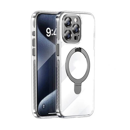 MZTYSGXM Magnetic Stent Phone Case for iPhone 15/15 Plus / 15 Por / 15 Pro Max, Transparent Drop-Proof Protective Cover,Slim Phone Case,15 Promax,D