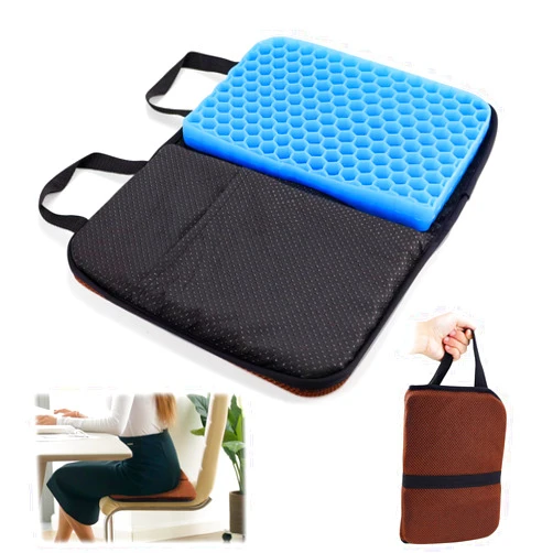 Jaxbo Gel Seat Cushion,Portable Car Seat Cushion,Massage Travel Cushions for Long Sitting Trips,Thick Gel Seat Cushion for Pressure Relief,Office Chair, Car,Kayak，Coccyx，Wheelchair
