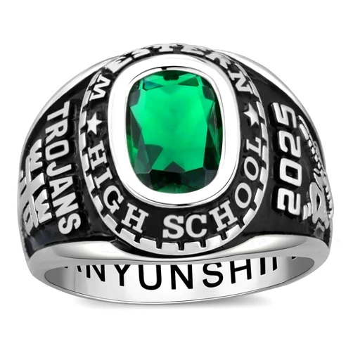 Ccjcinata Custom Class Rings Fully Personalized Class Rings for Men Cubic Zirconia Birthstone10KT Gold or Sterling Silver Rings Graduation Rings for Men Class Rings for Men High School Size 5-15 High School Rings for Women