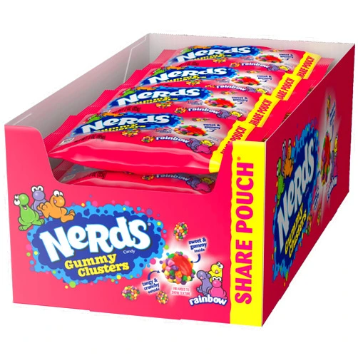 Nerds Gummy Clusters Candy, Rainbow, 3 Ounce Pouches (Pack of 12)