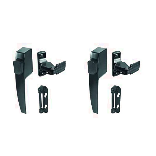PRIME-LINE K 5007 Screen & Storm Door Push Button Latch Set with Night Lock,Replace Old or Damaged Screen or Storm Door Handles Quickly and Easily,Black Finish(Fits Doors 5/8”-1-1/4” Thick)(Pack of 2)
