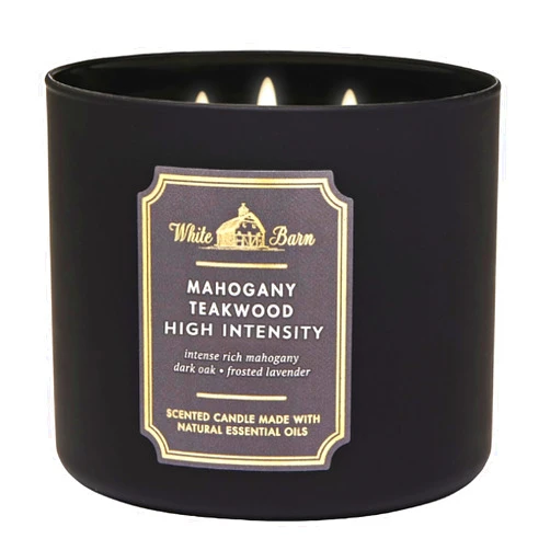 Bath & Body Works White Barn 3-Wick Candle in Mahogany Teakwood High Intensity, Scented