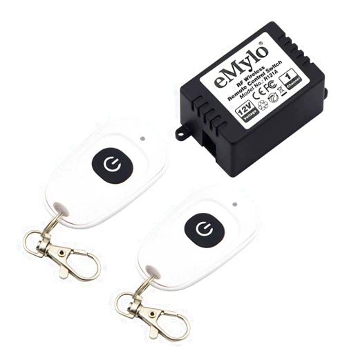 Yasorn Smart RF Relay Switch eMylo Wireless Remote Control Switch DC 12V One Channel Momentary Module 433Mhz Relay Receiver with Two Transmitters