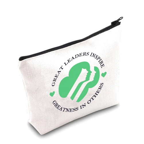 JNIAP Girl Scout Leader Zipper Pouch Scout Troop Gift Camping Gift Great Leaders Inspire Cosmetic Bag Thank You Gift (Girl Scout Leader)