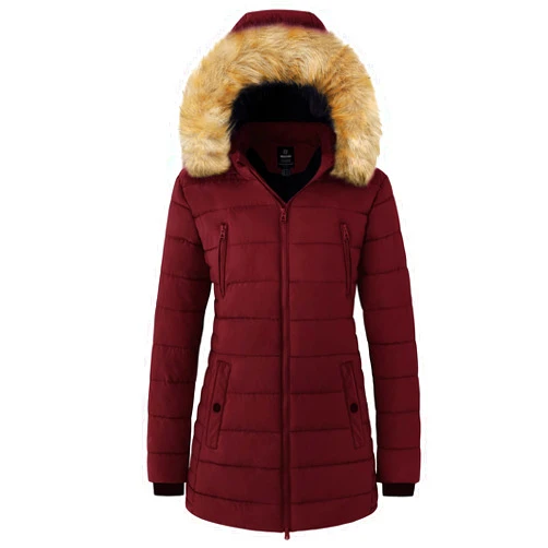 wantdo Women's Warm Winter Coat Heavy Puffer Jacket Parka with Fur Trimmed Hood