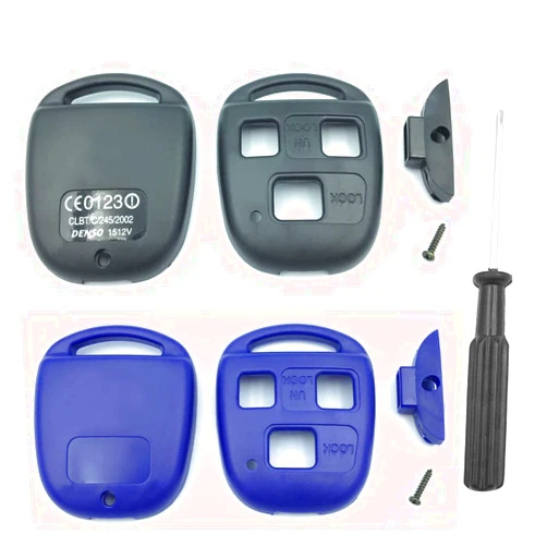 Olivine Auto Remote Car Key Shell Case for Lexus Lexus GS300 GS400 GS430 GX470 IS300 LS400 LS430 LX470 RX300 RX330 RX350 RX400h RX450h SC430 Key Shell No Blade with Screwdriver (Black+Blue)