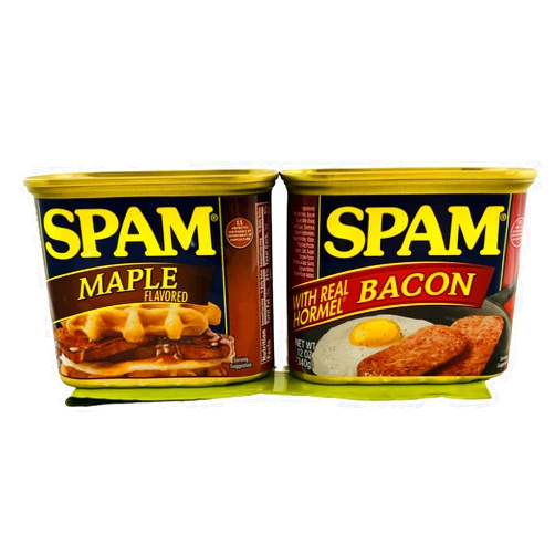 Brambo's Market Spam Lover's Breakfast Bundle: Includes Maple Flavored Spam and Spam Made with Real Bacon and 1 Reusable Bag for Leftovers or Storage.