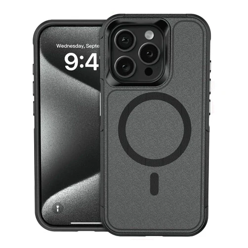 AMI SKINS Phone Case for iPhone 15 Pro Max, Dual-Layer, Magnetic & Wireless Charging Compatible, Military-Grade Drop Protection, Shock-Absorbent, Made with Premium Quality Materials Black