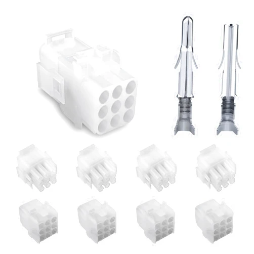 JRready ST6428 Power Connector 9 Pin (4 Matched Sets), 2.13mm Diameter Pin and Sockets 14-20 AWG, Compatible with Molex MLX Power Connector 9 Pin, 6.35mm Pitch,Free Hanging