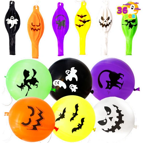 JOYIN 36 Pieces Halloween Punch Balloons for Halloween Punching Balloon Party Favor Supplies Decorations, Trick or Treat Toys, Halloween School Classroom Game