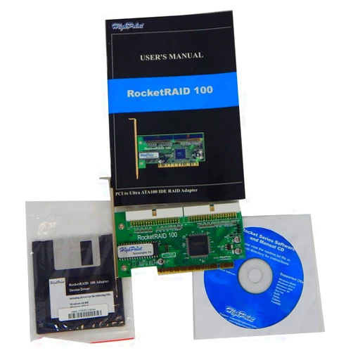 HighPoint High Point RocketRaid 100 2CH IDE PCI Adapter RR100 with Driver and Manual