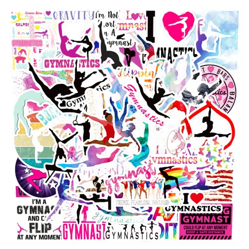 Warmlake 50Pcs Gymnastics Stickers Cute Girl Stickers Variety Vinyl Waterproof Decals for Laptop,Water Bottle, Skateboard,Refrigerator,Hydro Flasks, Decal,Waterproof Vinyl Decal for Adults, Teens Love Stickers