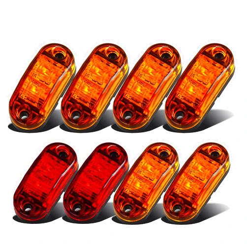 Partsam 6 Amber + 2 Red 2 LED Side Marker Clearance Light 2.5