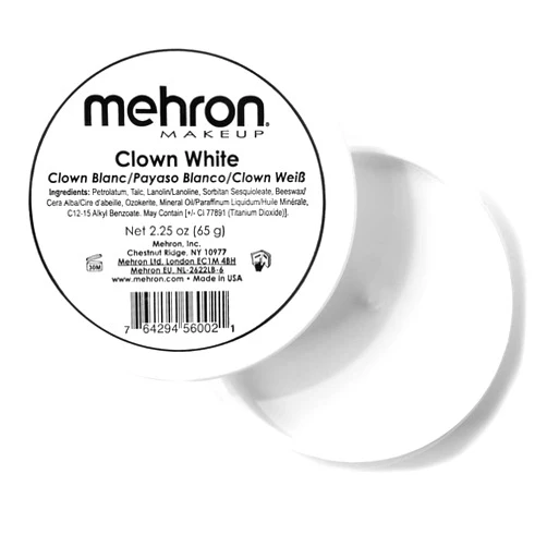 Mehron Makeup Clown White Professional Face Paint Cream Makeup | White Face Paint for Stage, Film, Cosplay, & Mime | Halloween Clown 2.25 oz (65g)
