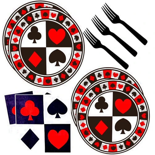 HSPAIDYP 60Pcs Casino Party Supplies Poker Tableware Set 7