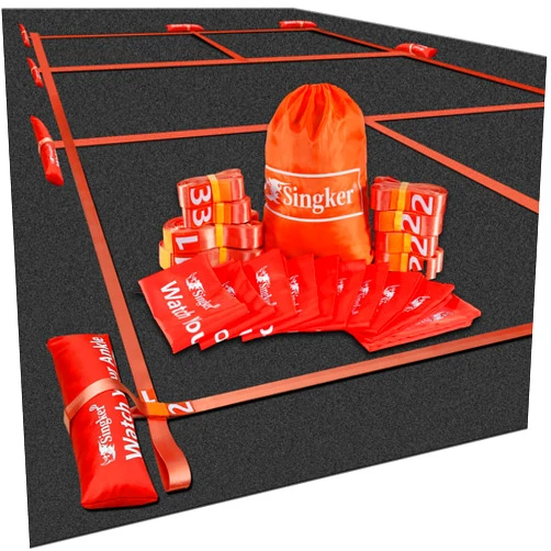 Singker PortablePickleball Court Marking Kit,Innovative, 10 Zippered sandbags Keep thewind from Messing Around,Temporary Pickleball Boundary Lines, 8 Nylon webbings, Net Not Included