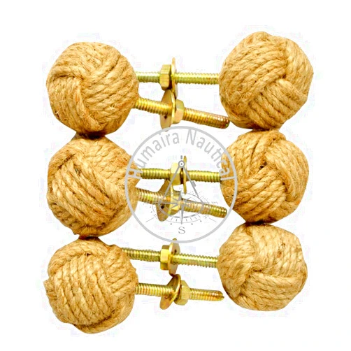 Aysha Nautical 32MM Dia Set of 6 Jute Rope Cabinet knobs Nautical Decor