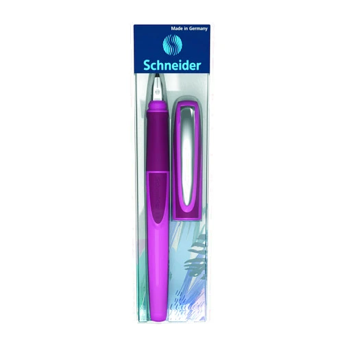 Schneider Ray Fountain Pen M (Medium), Refillable, Boysenberry Barrel, Royal Blue Erasable Ink Cartridge, Pack of 1 Pen (168209)