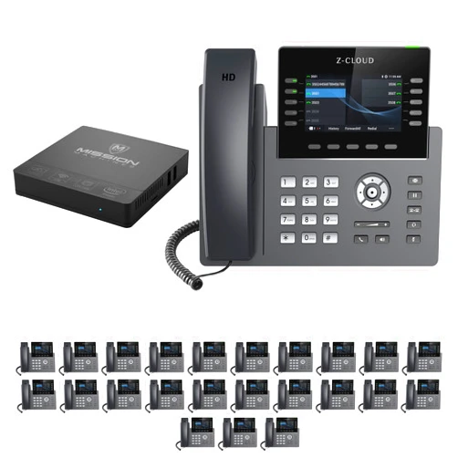MM MISSION MACHINES Mission Machines S-100 Business Phone System: Platinum Pack Auto Attendant/Voicemail, Wi-Fi, Cell & Remote Phone Extensions, Call Record & Mission Machines Phone Service for 2 Months(24 Phone Bundle)