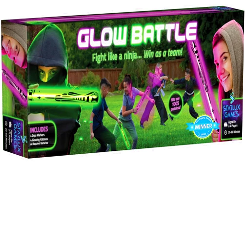 Starlux Games Ninja Toys Meet Samurai Swords in Glow Battle | Ninja Toys for Boys | Ages 8-12+, 2-4 Players | Kids Sword Game | Glow in The Dark Games | Glow Swords for Kids 8-12+ | A Thrilling Ninja Sword Game!