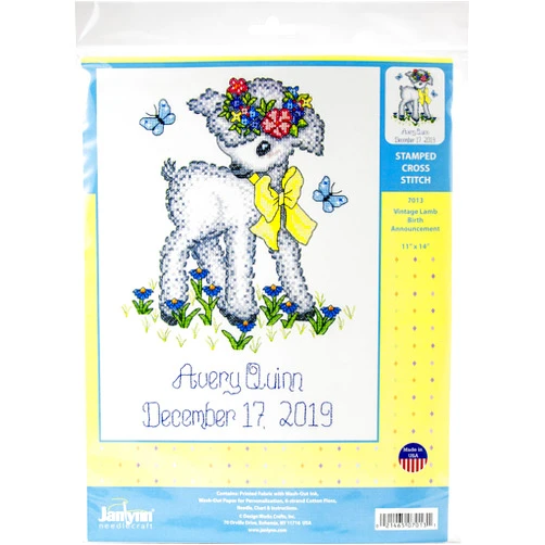 Janlynn Stamped Cross Stitch Kit, White