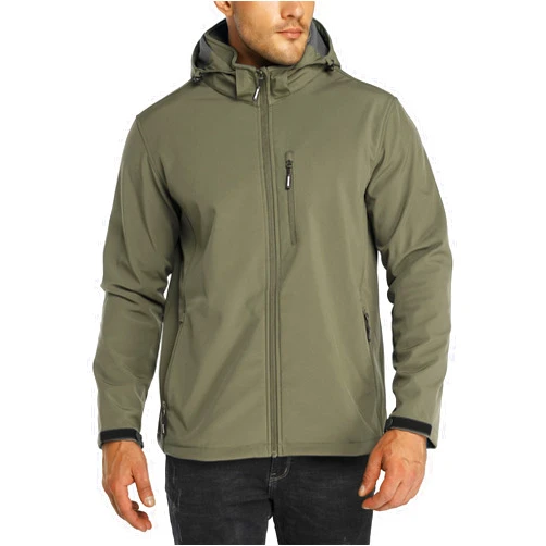 Outdoor Ventures Men's Lightweight Softshell Jacket Fleece Lined Hooded Water Resistant Winter Hiking Windbreaker Jackets